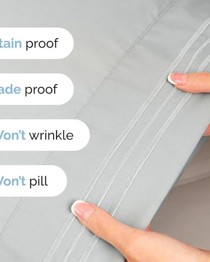 Full Size 4 Piece Sheet Set - Comfy Breathable & Cooling Sheets - Hotel Luxury Bed Sheets for Women & Men - Deep Pockets, Easy-Fit, Soft & Wrinkle Free Sheets - Light Grey Oeko-Tex Bed Sheet Set - LeafyLoom