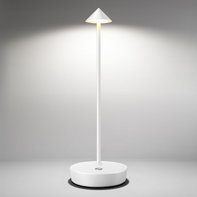 Cordless Table Lamps Rechargeable, 6000mAh Battery Operated LED Desk Lamp Outdoor Waterproof Portable Touch Dimmable Table Night Light for Patio Restaurant Dining Home White - LeafyLoom