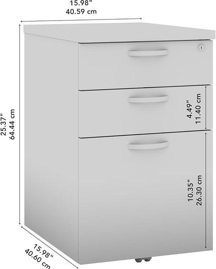 Bush Business Furniture Office in an Hour 3 Rolling File Cabinet | Mobile Under Desk Drawers for Letter, Legal, and A4-size Document Storage, Mocha Cherry - LeafyLoom