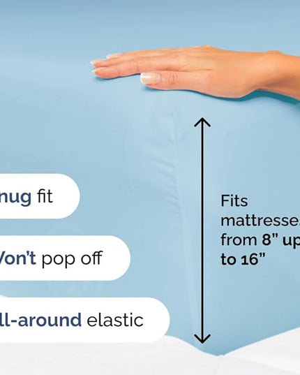 Queen Size 4 Piece Sheet Set - Comfy Breathable & Cooling Sheets - Hotel Luxury Bed Sheets for Women & Men - Deep Pockets, Easy-Fit, Soft & Wrinkle Free Sheets - Light Blue Oeko-Tex Bed Sheet Set - LeafyLoom