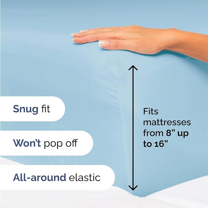 Queen Size 4 Piece Sheet Set - Comfy Breathable & Cooling Sheets - Hotel Luxury Bed Sheets for Women & Men - Deep Pockets, Easy-Fit, Soft & Wrinkle Free Sheets - Light Blue Oeko-Tex Bed Sheet Set - LeafyLoom