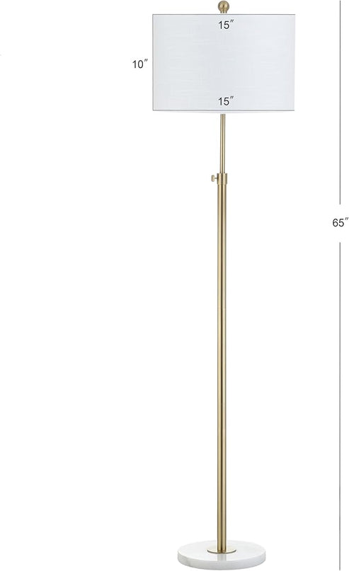 JONATHAN Y JYL3022A June 65" Adjustable Metal/Marble LED Floor Lamp, Modern, Contemporary, Elegant, Glam, Office, Living Room, Family Room, Dining Room, Bedroom, Hallway, Foyer, Brass - LeafyLoom