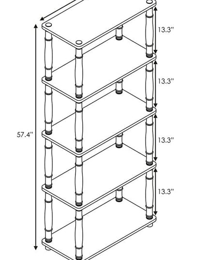 Furinno Turn-N-Tube 5-Tier Multipurpose Shelf Display Rack with Classic Tubes, French Oak Grey/Black - LeafyLoom