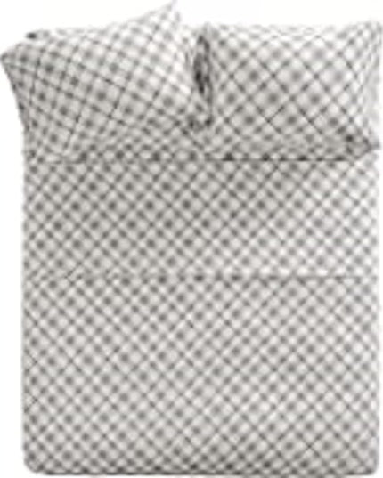Comfort Spaces Cotton Flannel Breathable Warm Deep Pocket Sheets with Pillow Case Bedding, Queen, Grey Plaid 4 Piece - LeafyLoom