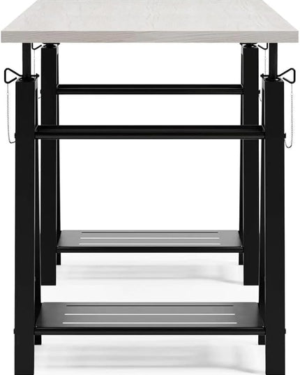Signature Design by Ashley Bayflynn Mixed Media Adjustable Height Desk, White & Black - LeafyLoom