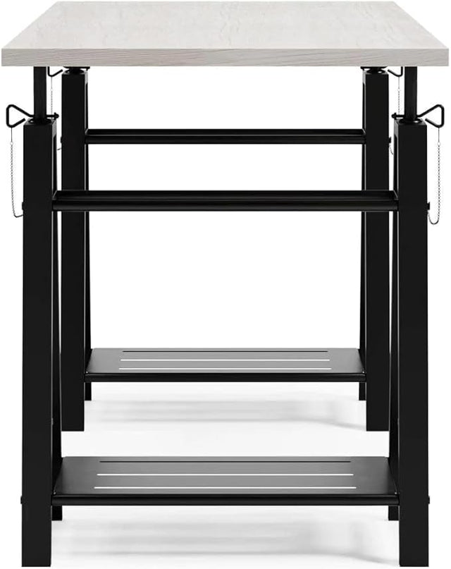 Signature Design by Ashley Bayflynn Mixed Media Adjustable Height Desk, White & Black - LeafyLoom