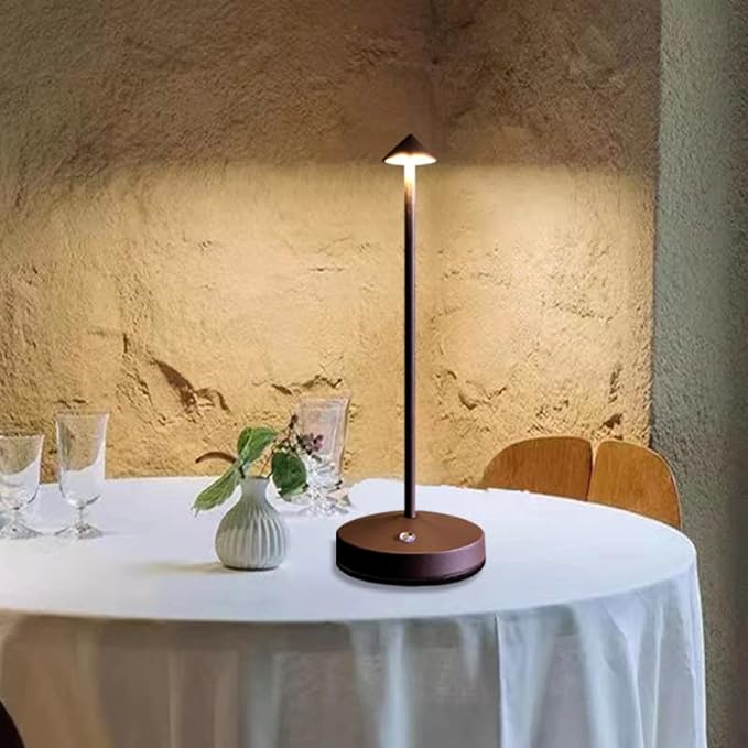 Cordless Table Lamps,Rechargeable Led Touch Bar Lamp, Portable Battery Desk Lamp,2 Level Brightness Dimmable Night Light,Minimalist Design, for Living Room/Restaurant/Couple Dinner/(Rust) - LeafyLoom