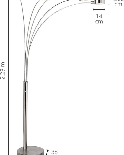 Artiva USA Micah - 5 Arc Floor Lamp w/Dimmer Switch, 360 Degree Rotatable Shades - Bright & Attractive, Brushed Steel - LeafyLoom