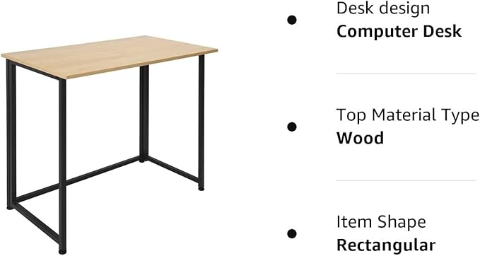 Leopard Outdoor Products Folding Computer Desk for Small Spaces, Space-Saving Home Office Desk, Foldable Computer Table, Laptop Table, Writing Desk, Compact Study Reading Table (Black/Nordic Walnut) - LeafyLoom