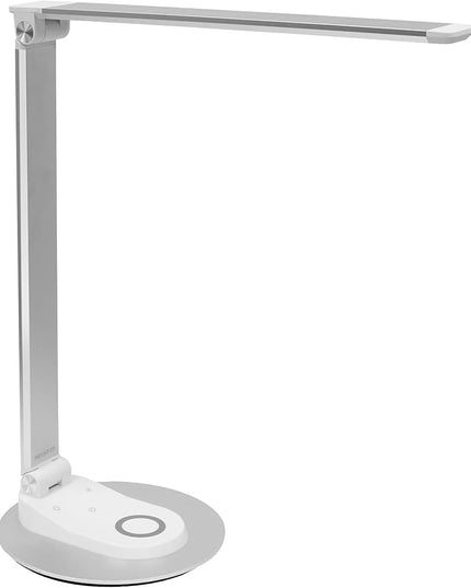 Mount-It! LED Desk Lamp with Wireless Charger and USB-C Charging Port, Dimmable Desk Lamp with 25 Brightness and Color Modes, for Home or Office, Adjustable Arm, Silver/White - LeafyLoom