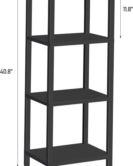 TUTOTAK Bookshelf, 4-Tier Tall Book Shelf, Narrow Bookcase for Small Space, DIY Stackable Bookshelf, for Living Room, Office, Study, Entryway, Industrial, Black BS01BK004 - LeafyLoom