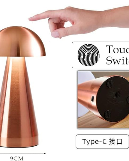 Cordless Metal Desk Lamp, Touch Sensor Control LED Table Lamp,3 Color Stepless Dimmable Battery Powered Lamp (Rose Gold) - LeafyLoom