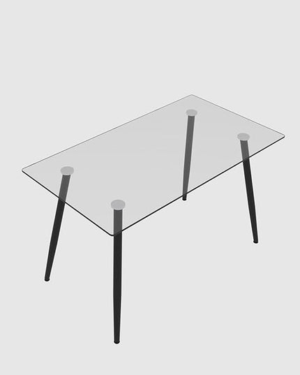 NicBex 51.18Inch Rectangular Dining Table,Modern Kitchen Table with Tempered Glass Tabletop and Black Metal Legs for 6 to 8,Large Dining Room Table for Kitchen,Meeting Room and Living Room,Transparent - LeafyLoom