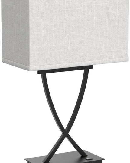 3-Way Dimmable Touch Control Medium Table Lamp with Type C/USB Charging Port and 1 AC Outlet White Shade 21.38" Bedside Nightstand Lamp for Bedroom Living Room Office and Hotel Bulb Included - LeafyLoom