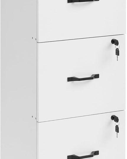 VASAGLE 3-Drawer Vertical File Cabinet, Filing Cabinet for Home Office, Printer Stand, with 3 Lockable Drawers, Adjustable Hanging Rail, for A4 and Letter-Size Files, Cloud White UOFC055W14 - LeafyLoom