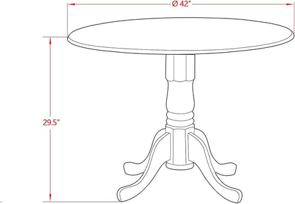 East West Furniture DMSI3-LWH-15 3 Piece Dining Table Set Contains a Round Dining Room Table with Dropleaf and 2 Baby Blue Linen Fabric Upholstered Kitchen Chairs, 42x42 Inch, Linen White - LeafyLoom