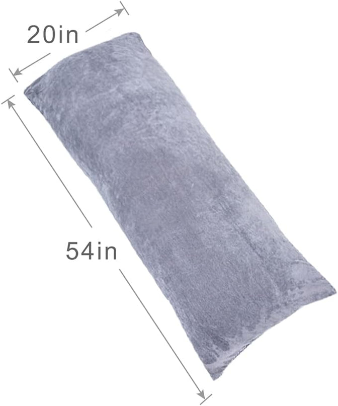 Full Body Pillow for Adults, Long Sleeping, Big Pillows Bed, Firm Large with Velvet Cover, 20x54 Inches (Dark Grey) - LeafyLoom
