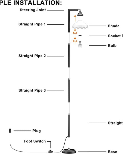 Floor Lamps for Living Room, Flower Standing Lamp with Foot Switch, 76inch Tall Pole floor lamp 3 Color Temperature Bulb, Rotatable Corner Lamp, Reading lamp for Bedroom Farmhouse Office Decor - LeafyLoom