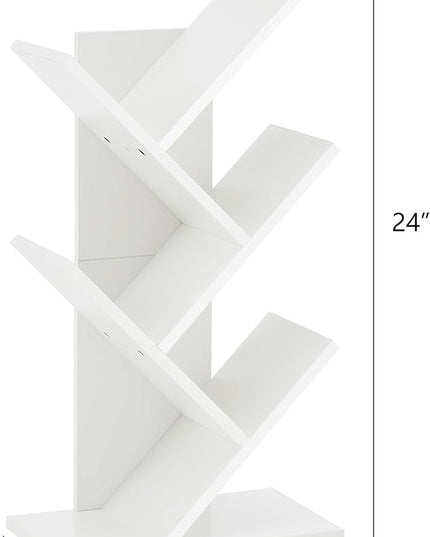 Hoctieon 4 Tier Tree Bookshelf, Small Bookcase, Free Standing Tree Bookcase, Bookshelf for Bedroom, Book Shelf Organizer, Small Bookshelf, White - LeafyLoom
