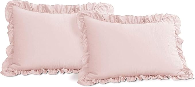 Lush Decor Reyna Ruffle Comforter Set - 3 Piece Cozy Ruffled Bedding Set - Timeless Elegance and Comfort for Bedroom - King, Blush - LeafyLoom