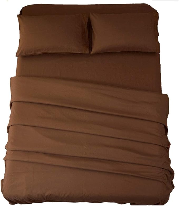 SONORO KATE Bed Sheet Set Super Soft Microfiber 1800 Thread Count Luxury Egyptian Sheets 18-Inch Deep Pocket Wrinkle -3 Piece(Twin XL Brown) - LeafyLoom