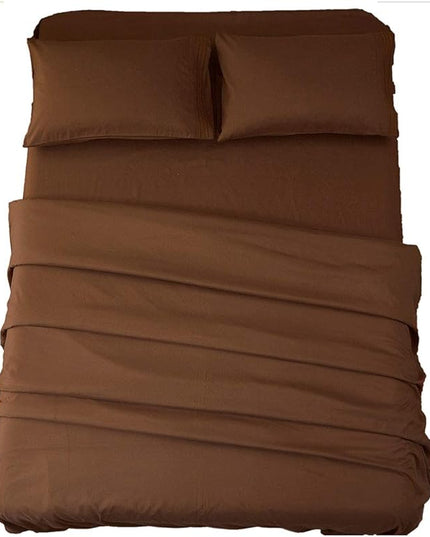 SONORO KATE Bed Sheet Set Super Soft Microfiber 1800 Thread Count Luxury Egyptian Sheets 18-Inch Deep Pocket Wrinkle-4 Piece(Full XL Brown) - LeafyLoom