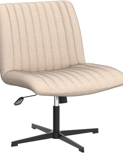 LEAGOO Armless Office Desk chair, Fabric Padded, Height Adjustable Wide Seat, Mid Back Ergonomic, Computer Task chair, Swivel Vanity chair with No Wheels (Mixed Color) - LeafyLoom