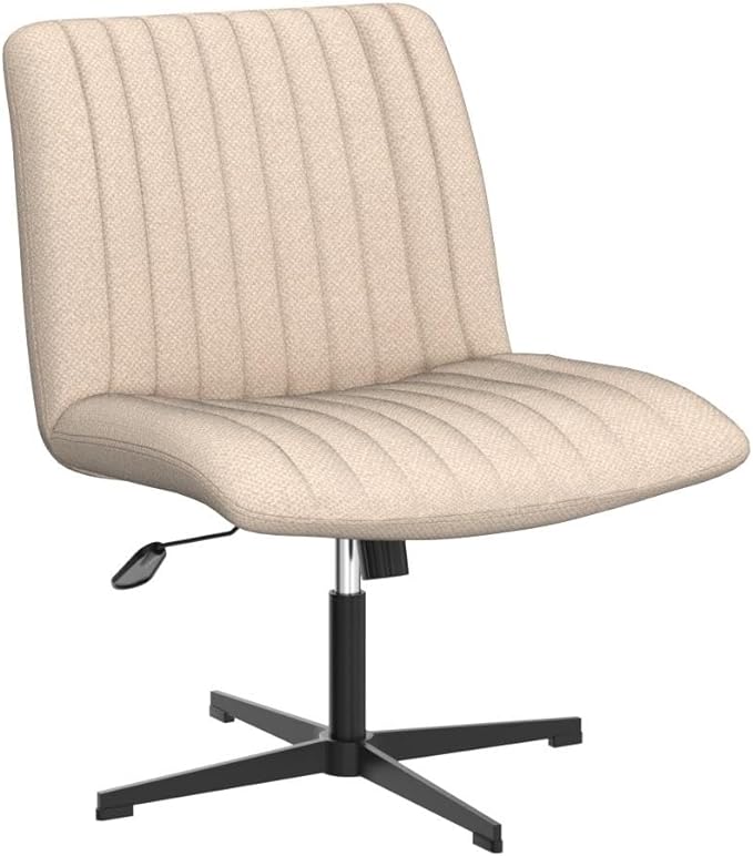 LEAGOO Armless Office Desk chair, Fabric Padded, Height Adjustable Wide Seat, Mid Back Ergonomic, Computer Task chair, Swivel Vanity chair with No Wheels (Mixed Color) - LeafyLoom