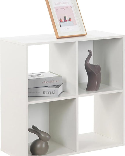 PACHIRA E-Commerce Wooden Storage Cubes Bookcase, Unit Shelf, Closet Cabinet, Organizer Rack in Living Room, Bedroom, Study, 4 Cube, White - LeafyLoom