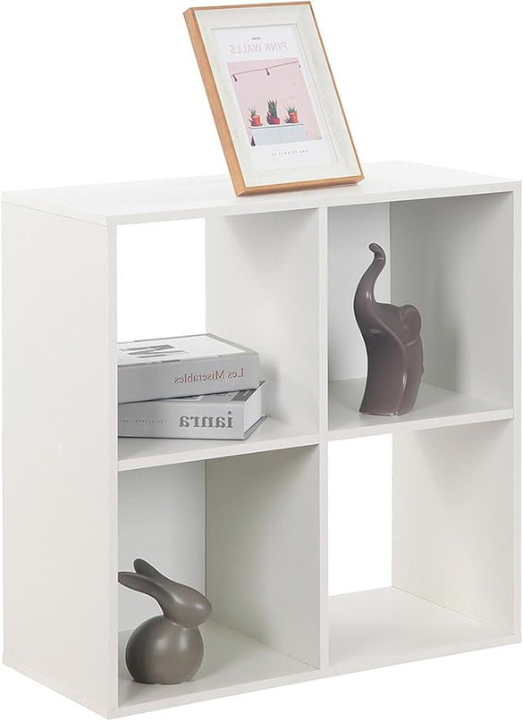 PACHIRA E-Commerce Wooden Storage Cubes Bookcase, Unit Shelf, Closet Cabinet, Organizer Rack in Living Room, Bedroom, Study, 4 Cube, White - LeafyLoom