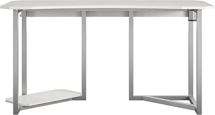 Quest Gaming Desk with CPU Stand, White - LeafyLoom