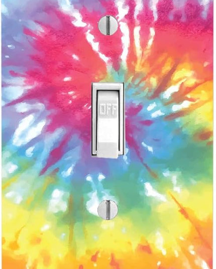 Tie Dye Light Switch Plate, (NOT A Decal) Actual Printed Outlet Cover - LeafyLoom