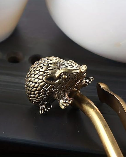 Vintage Solid Brass Hedgehog Figurine - Charming Desk Decor for Collectors - Perfect Home or Office Accent(Hedgehog) - LeafyLoom