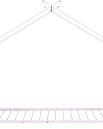 Twin Size Kids Montessori Floor Bed,House Bed Frame with High Headboard,Twin Floor Bed with Roof for Boys Girls,Floor Bed Metal Frame (Pink) - LeafyLoom