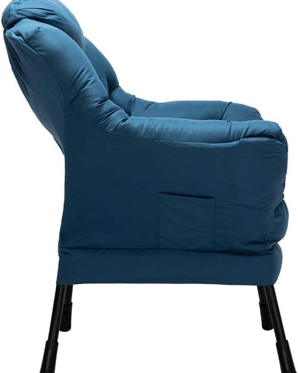 HollyHOME Modern Fabric Large Lazy Chair, Accent Oversized Comfy Reading Chair, Thick Padded Cozy Lounge Chair with Armrest, Steel Frame Leisure Sofa Chair for Living Room, Bedroom, Dorm, Navy Blue - LeafyLoom