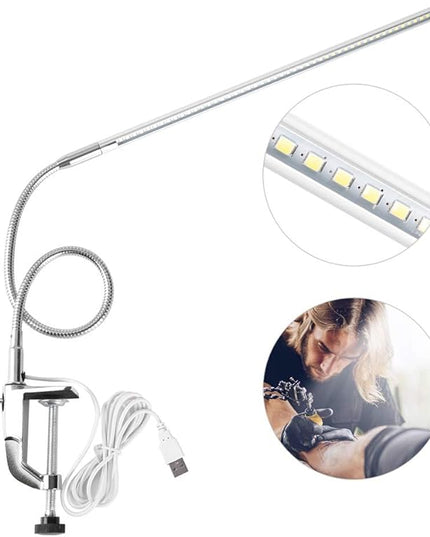 Desk Lamp with Clamp,Desk Lamp Clip on Lamp,LED Eye-Caring Desk Lamp with USB Rechargeable Reading Lights,Task Table Lamps,Foldable Bed Lamp,360° Swivel Desk Lamp for Manicure,Reading,Tattoo Light - LeafyLoom