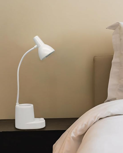 Desk Lamps for Home Office,White Desk lamp,kids battery lamps for tables,Cute pen holder for desk,360° Rotating Hose,Adjust The Angle of Light Source at Will,Kids Lamps for bedrooms Girls,Small Lamps - LeafyLoom