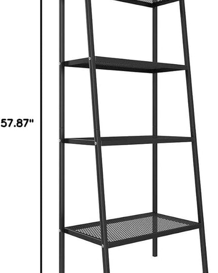 4-Tier Metal Ladder Shelf, Black Ladder Bookshelf Multifunctional Ladder-Shaped Plant Flower Stand Industrial Organizer Rack Storage Shelves for Living Room, Bedroom, Office - LeafyLoom