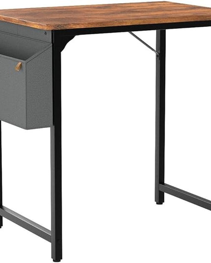 CubiCubi Study Computer Desk 32" Home Office Writing Small Desk, Modern Simple Style PC Table, Black Metal Frame, Rustic Brown - LeafyLoom