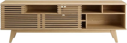 Modway Render Mid-Century Modern Low Profile 71 Inch Media Console TV Stand in Oak, 71" - LeafyLoom