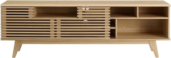Modway Render Mid-Century Modern Low Profile 71 Inch Media Console TV Stand in Oak, 71" - LeafyLoom