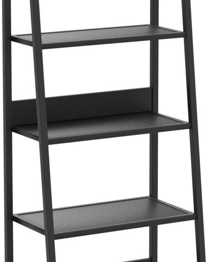 IOTXY 5 Tier Open Bookshelf - Steel and Wood Display Stand, 50CM Width Floor-Standing Bookcase, Black - LeafyLoom
