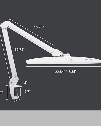 Neatfi Elite HD XL Task Lamp, Super Bright Desk Lamp, Non-polar Dimming (Non-CCT with Clamp, White, 22 Inches) - LeafyLoom