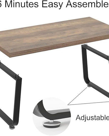 HSH Wood Coffee Table, Farmhouse Minimalist Center Table, Industrial Wooden and Metal Legs Living Room Table, Modern Simple Rectangular Cocktail Tea Table for Bedroom Home Office, Rustic Oak, 47 Inch - LeafyLoom