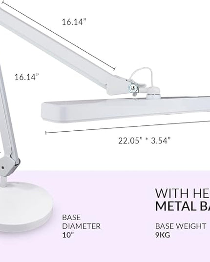 Neatfi (New Model XL 2,500 Lumens LED Task Lamp, 3 Light Modes, 3000-6000K Correlated Color Temperature, 30W Super Bright Desk Lamp, Dimmable, 162 Pcs SMD LED (CCT with Base, White) - LeafyLoom