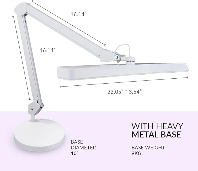 Neatfi (New Model XL 2,500 Lumens LED Task Lamp, 3 Light Modes, 3000-6000K Correlated Color Temperature, 30W Super Bright Desk Lamp, Dimmable, 162 Pcs SMD LED (CCT with Base, White) - LeafyLoom