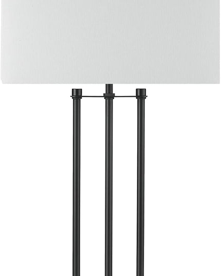 Globe Electric 67528 24" Table Lamp, Matte Black, White Fabric Shade, On/Off Switch on Socket, Table Lamp for Living Room, Home Décor, E26 Light Bulb, Lamps for Bedrooms, Table Lamp, Minimalist - LeafyLoom