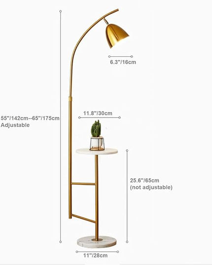 Modern Floor Lamp, Functional Bedside Lamp, Stylish Floor Lamp for Bedroom, Living Room or Office (with Marble Table) - LeafyLoom