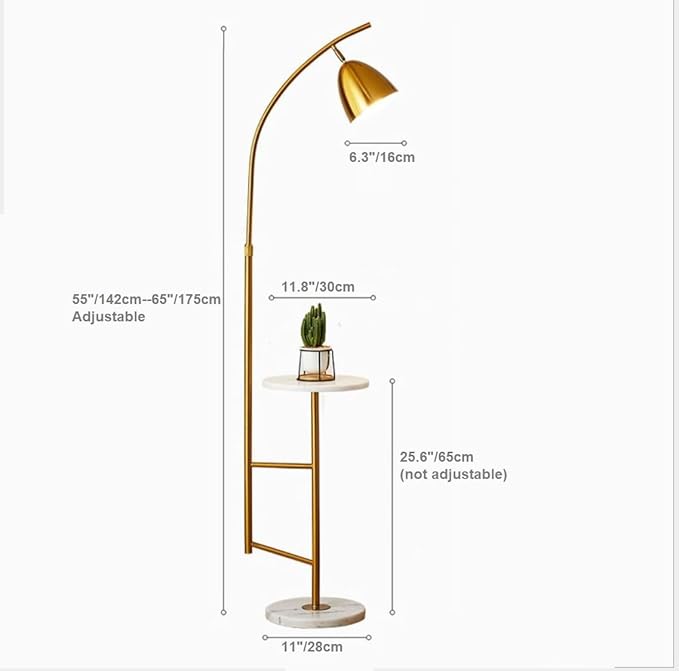 Modern Floor Lamp, Functional Bedside Lamp, Stylish Floor Lamp for Bedroom, Living Room or Office (with Marble Table) - LeafyLoom