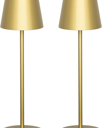 2 Pack Dimmable Table Lamp 3000k Warm White, IP54 Wireless Bottle Lamp for Indoor and Outdoor, 5000 mAh Rechargeable Table Lamp for Family, Restaurant & Bar(Gold) - LeafyLoom